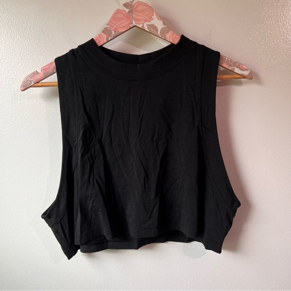 Lululemon All Love Boyfriend Crop Tank Black Sz 10* Cotton Loose Fit